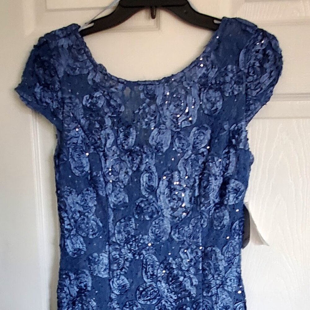 NEW Alex Evenings Floral Rosette Cap Sleeve A-Line Midi Dress - 6